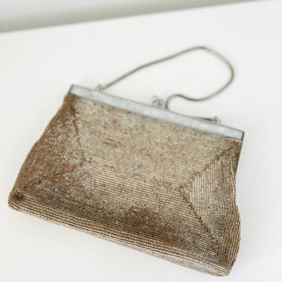 Vintage Metallic Beaded Clutch